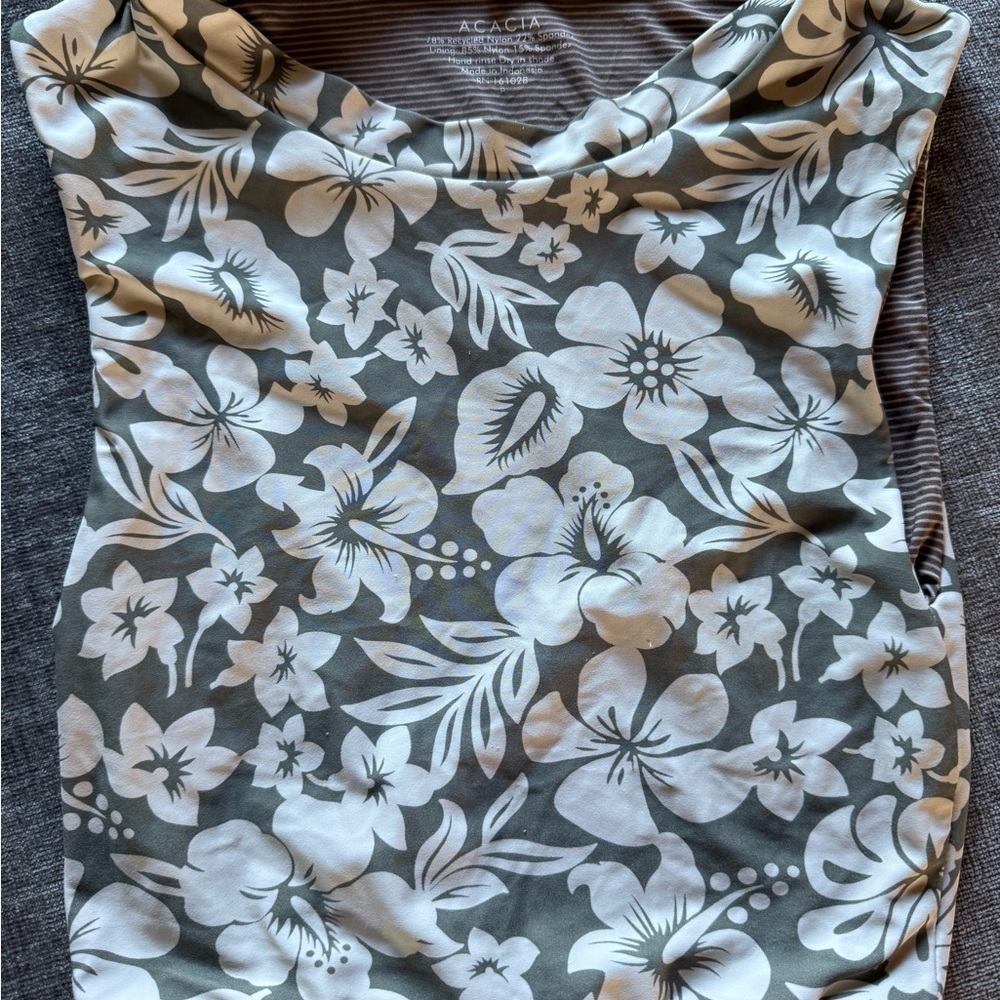 Acacia Swimwear Floral Bikini - Olive and White
